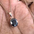 6.80 Ct Oval Shape Black Diamond Solitaire Pendant in Prong Setting - ZeeDiamonds