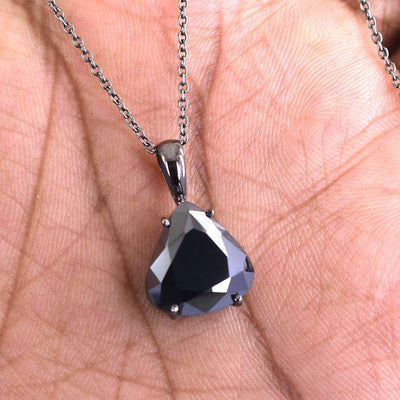 7 Ct Black Diamond Solitaire Pendant, Great Shine & Luster - ZeeDiamonds