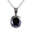 3-6 Ct Oval Shape Black Diamond Pendant in 4 Prong Setting - ZeeDiamonds