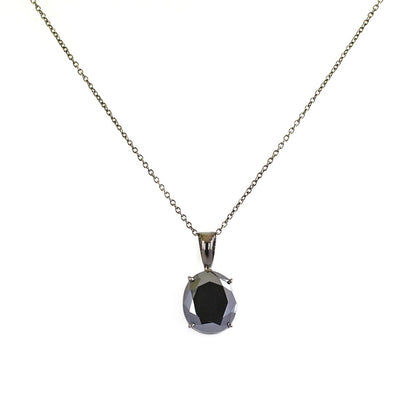 3-6 Ct Oval Shape Black Diamond Pendant in 4 Prong Setting - ZeeDiamonds