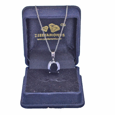 3-6 Ct Oval Shape Black Diamond Pendant in 4 Prong Setting - ZeeDiamonds