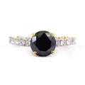 3 Ct Black Diamond Wedding Ring with White Diamond Accents - ZeeDiamonds