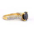 3 Ct Black Diamond Wedding Ring with White Diamond Accents - ZeeDiamonds