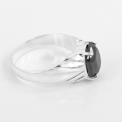 3.50 Ct Round Shape Black Diamond Solitaire Ring in 925 Sterling Silver - ZeeDiamonds