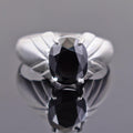 3.50 Ct Round Shape Black Diamond Solitaire Ring in 925 Sterling Silver - ZeeDiamonds