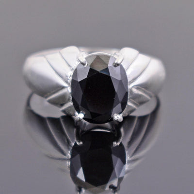 3.50 Ct Round Shape Black Diamond Solitaire Ring in 925 Sterling Silver - ZeeDiamonds