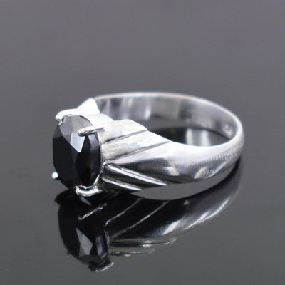 3.50 Ct Round Shape Black Diamond Solitaire Ring in 925 Sterling Silver - ZeeDiamonds