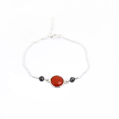 4 mm Black Diamond Chain Bracelet With Carnelian Gemstone, Great Style - ZeeDiamonds