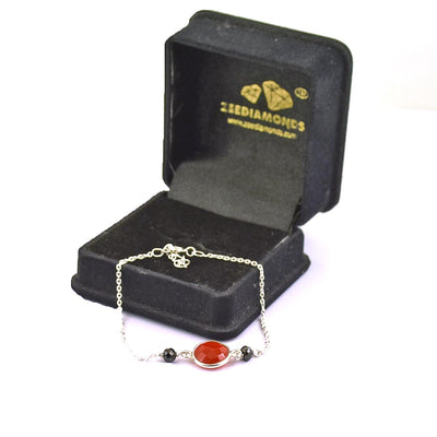 4 mm Black Diamond Chain Bracelet With Carnelian Gemstone, Great Style - ZeeDiamonds