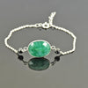 4 mm Black Diamond Beads with Emerald Gemstone Bracelet In Sterling Silver - ZeeDiamonds