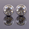 2 Ct Round Shape Off-White Diamond Solitaire Studs in Bezel Setting - ZeeDiamonds