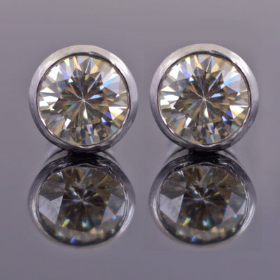3.75 Ct Certified Off-White Diamond Studs in Bezel Style - ZeeDiamonds
