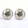 2 Ct Round Shape Off-White Diamond Solitaire Studs in Bezel Setting - ZeeDiamonds