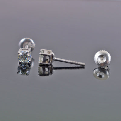 0.65 Ct Round Shape Off-White Diamond Solitaire Studs in 925 Silver - ZeeDiamonds