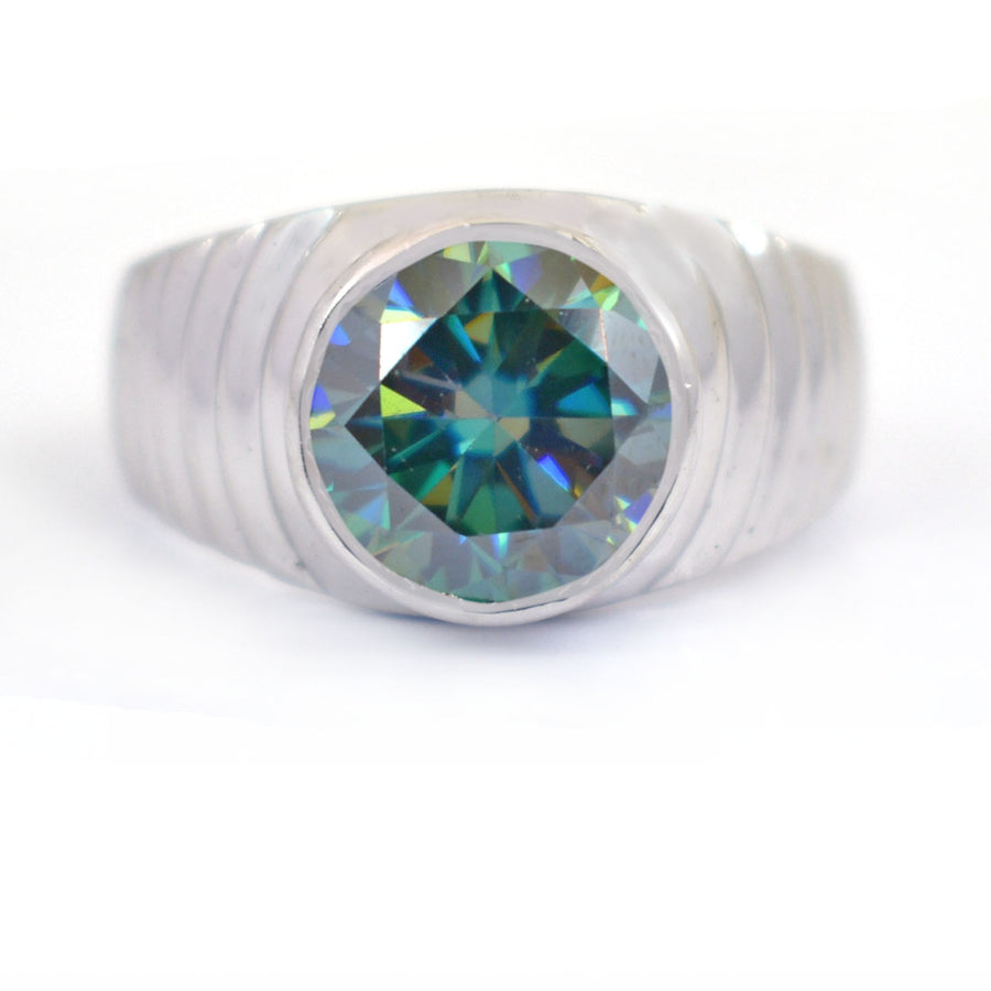 4.15 Ct AAA Certified Blue Diamond Solitaire Ring in Bezel Setting - ZeeDiamonds