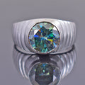 4.15 Ct AAA Certified Blue Diamond Solitaire Ring in Bezel Setting - ZeeDiamonds