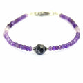 Elegant Amethyst Gemstone Bracelet with 8mm Black Diamond Bead - ZeeDiamonds