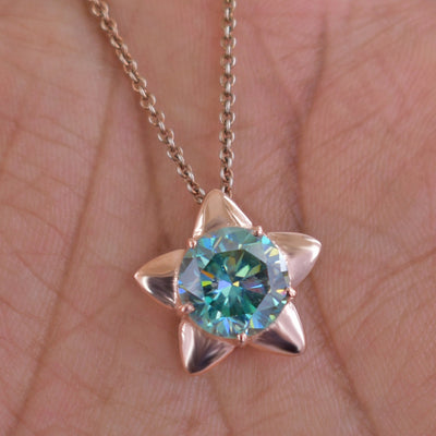 3.80 Ct AAA Certified Blue Diamond Solitaire Star Pendant, Great Design - ZeeDiamonds