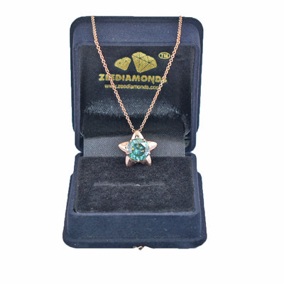 3.80 Ct AAA Certified Blue Diamond Solitaire Star Pendant, Great Design - ZeeDiamonds