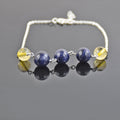 30.20 Ct Cabochon Lapis & Citrine Gemstone Chain Bracelet, Ideal Gift - ZeeDiamonds