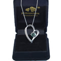 1.50 Ct Blue Diamond Heart Pendant with Rose-Cut Accents, 100% Certified - ZeeDiamonds