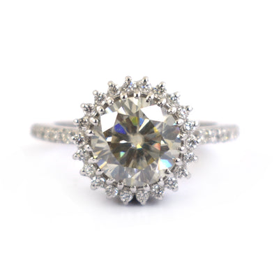 2.50 Ct Off-White Diamond Ring with Diamond Accents, 100% Certified - ZeeDiamonds