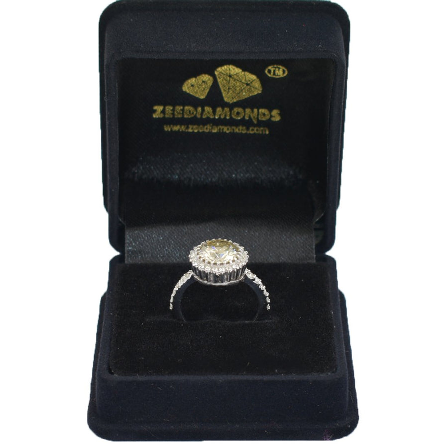 3 CT CHAMPAGNE DIAMOND RING WITH DIAMOND ACCENTS - ZeeDiamonds