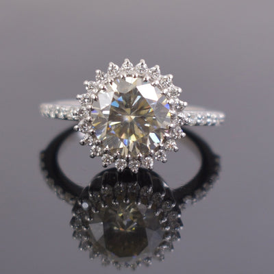 3 CT CHAMPAGNE DIAMOND RING WITH DIAMOND ACCENTS - ZeeDiamonds