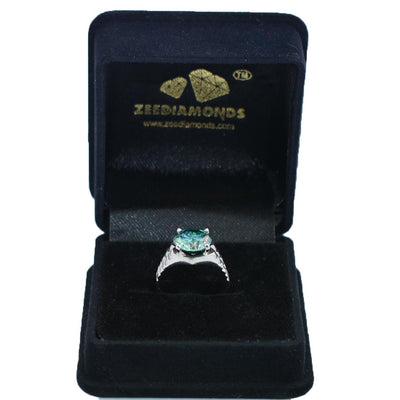 2.95 Ct Elegant Blue Diamond Solitaire Ring, AAA Certified - ZeeDiamonds