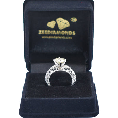 1.75 Ct Designer Off-White Diamond Ring in 925 Silver, 100% Certified - ZeeDiamonds