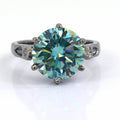 4 Ct Blue Diamond Solitaire Ring in Prong Style, 100% Certified - ZeeDiamonds