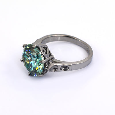 4 Ct Blue Diamond Solitaire Ring in Prong Style, 100% Certified - ZeeDiamonds