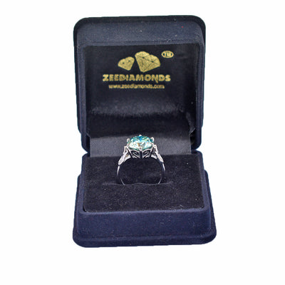 4 Ct Blue Diamond Solitaire Ring in Prong Style, 100% Certified - ZeeDiamonds