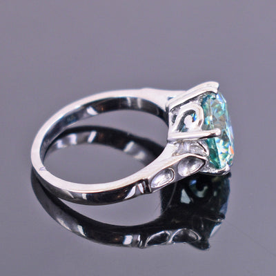 4 Ct Blue Diamond Solitaire Ring in Prong Style, 100% Certified - ZeeDiamonds