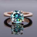 3.05 Ct AAA Certified Blue Diamond Solitaire Ring in Rose Gold Finish - ZeeDiamonds