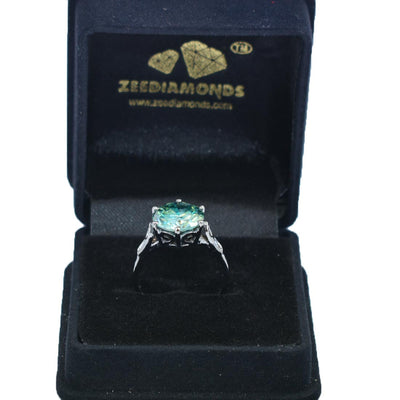 2.75 Ct AAA Certified Blue Diamond Solitaire Ring, Great Luster - ZeeDiamonds