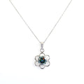 2.15 Ct Certified Blue Diamond Solitaire Pendant, Flower Design - ZeeDiamonds