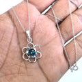 2.15 Ct Certified Blue Diamond Solitaire Pendant, Flower Design - ZeeDiamonds