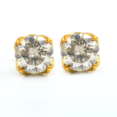 AAA Certified 3 Ct, Elegant Off-White Diamond Studs, Great Sparkle - ZeeDiamonds