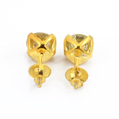 AAA Certified 3 Ct, Elegant Off-White Diamond Studs, Great Sparkle - ZeeDiamonds