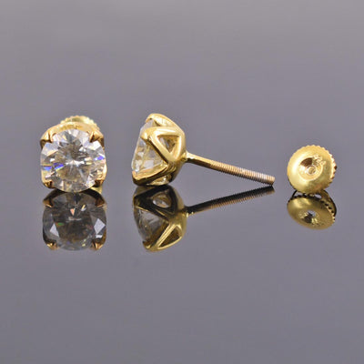 AAA Certified 3 Ct, Elegant Off-White Diamond Studs, Great Sparkle - ZeeDiamonds