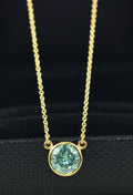 2.12 Ct Blue Diamond Pendant In Yellow Gold with Chain, AAA - Wedding Gift - ZeeDiamonds