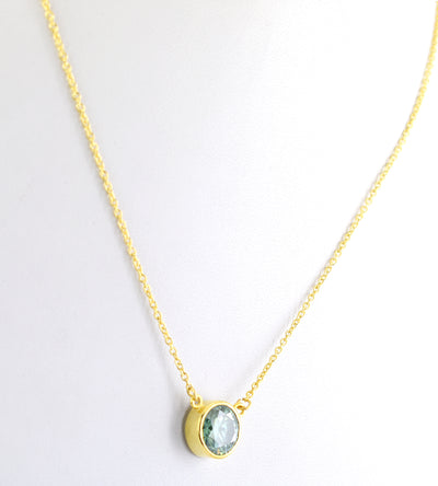 2.12 Ct Blue Diamond Pendant In Yellow Gold with Chain, AAA - Wedding Gift - ZeeDiamonds