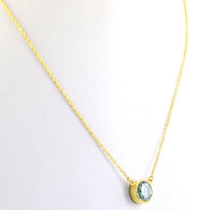 2.12 Ct Blue Diamond Pendant In Yellow Gold with Chain, AAA - Wedding Gift - ZeeDiamonds
