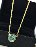2.12 Ct Blue Diamond Pendant In Yellow Gold with Chain, AAA - Wedding Gift - ZeeDiamonds