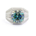 3.50 Ct Certified Blue Diamond Solitaire Men's Ring, Stunning Design - ZeeDiamonds