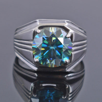 3.50 Ct Certified Blue Diamond Solitaire Men's Ring, Stunning Design - ZeeDiamonds