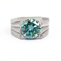 3.15 Ct AAA Certified Round Blue Diamond Solitaire Men's Ring - ZeeDiamonds