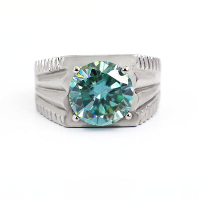 3.15 Ct AAA Certified Round Blue Diamond Solitaire Men's Ring - ZeeDiamonds