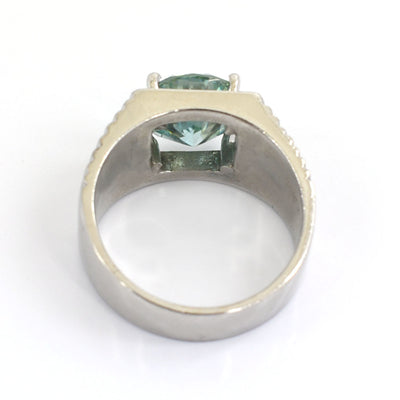 3.15 Ct AAA Certified Round Blue Diamond Solitaire Men's Ring - ZeeDiamonds